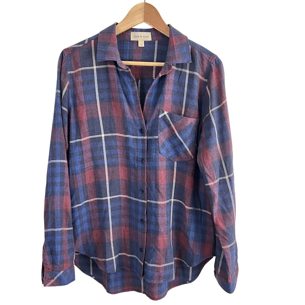 Cloth and Stone Anthro Aurora Plaid Button Down Shirt Women Size Small